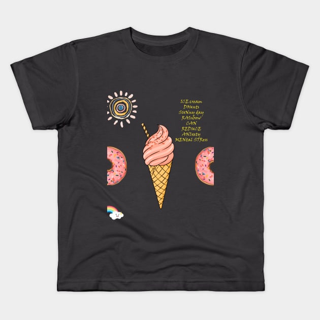 summer ice cream dounts rainbow Kids T-Shirt by Qutaibi